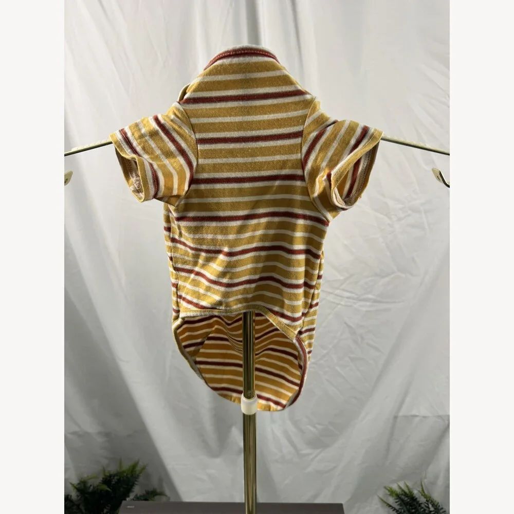 Knuffelen Mustard Red Striped Dog Shirt Size XL 100% Cotton Pet Tee Puppy
